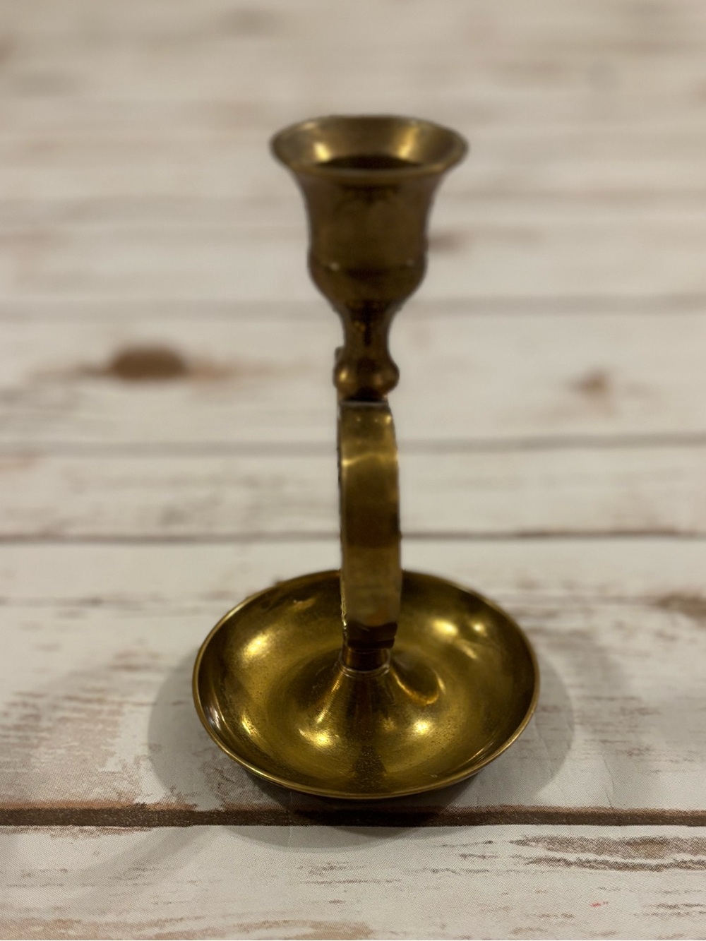 Vintage Brass Heart-Shaped Taper Candle Holder - Picture 2 of 7